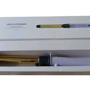 New Zavarea 1" Titanium Automatic Rotating Curling Iron Purple & Gold New In Box